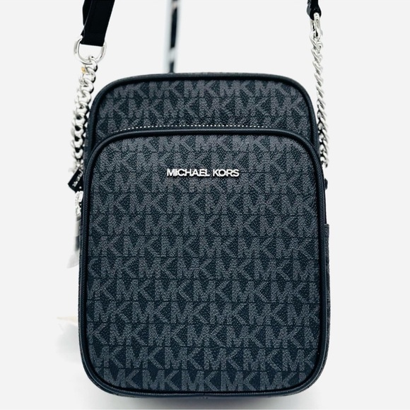 Michael Kors Medium NS Chain Xbody Bag Black Signature - Picture 1 of 11